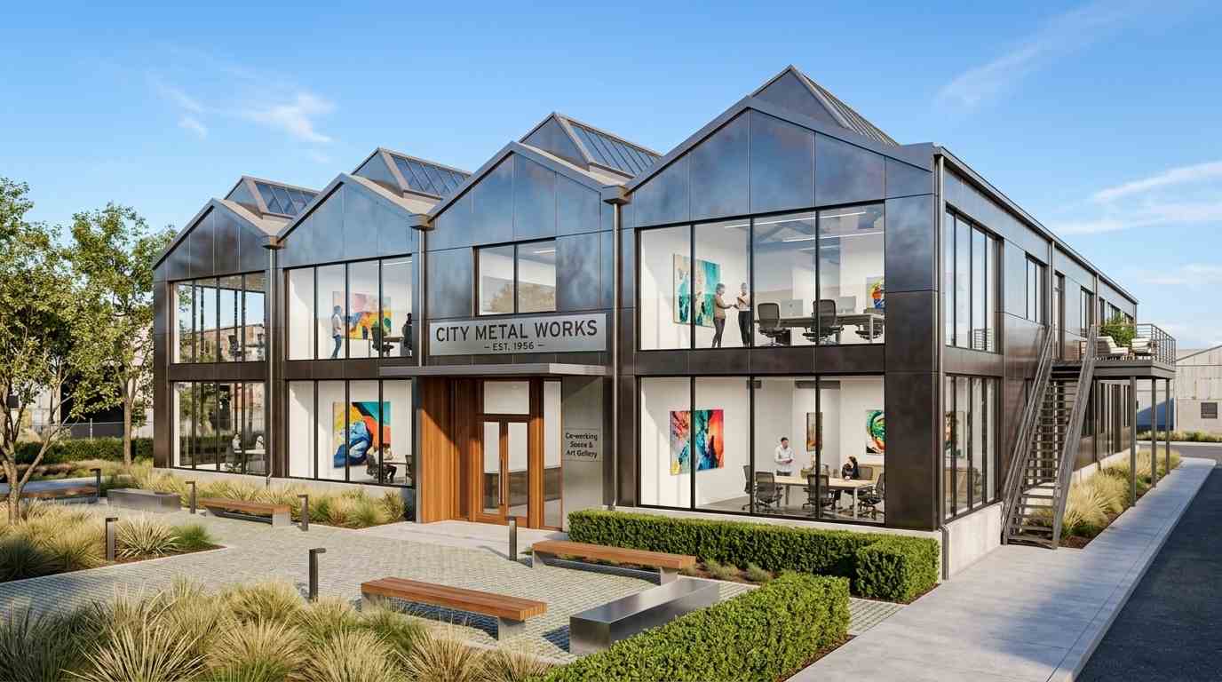 Renovasi total gedung tua menjadi ruang usaha modern
