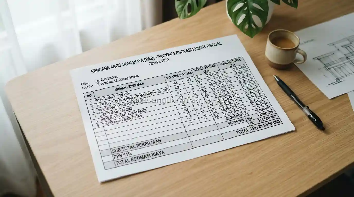 Analisis harga satuan pekerjaan dalam dokumen RAB rumah