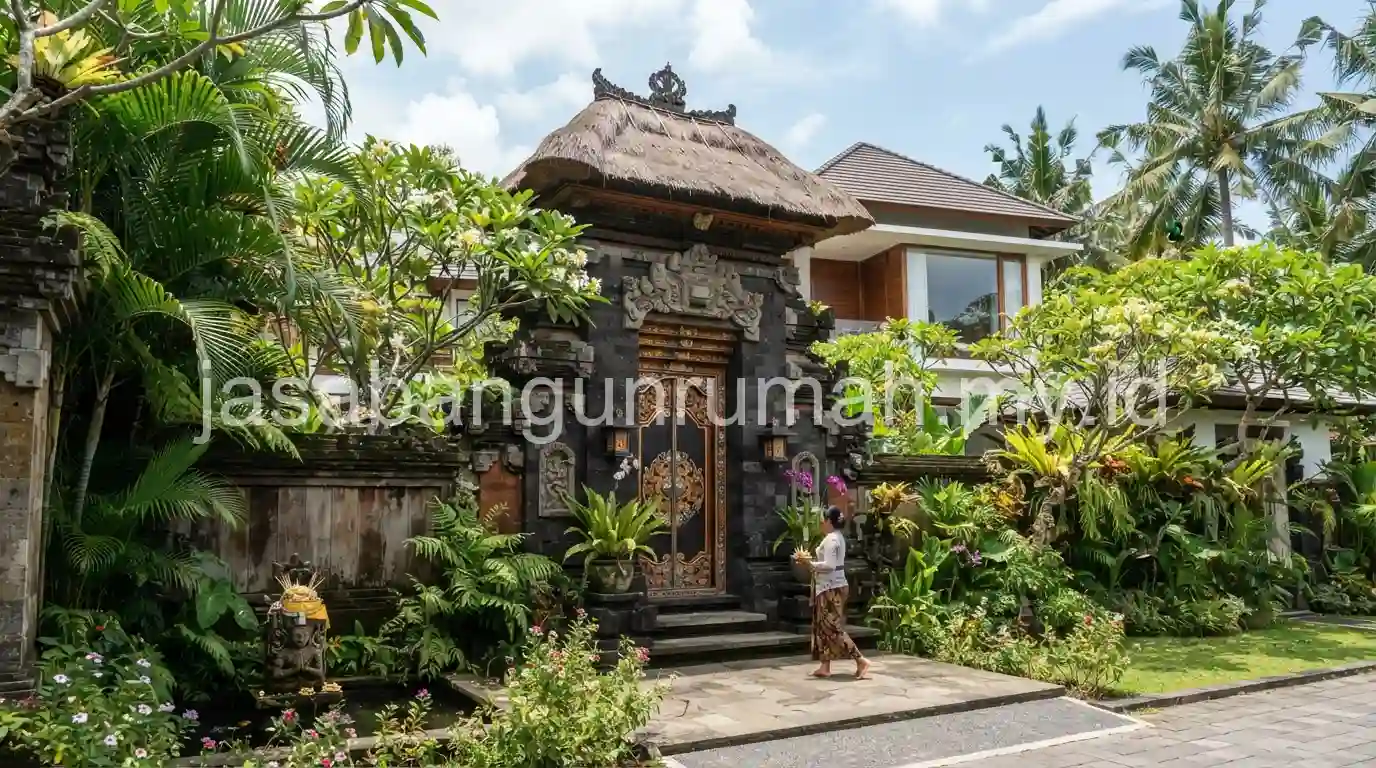Gapura angkul-angkul versi modern pada pintu masuk rumah Bali