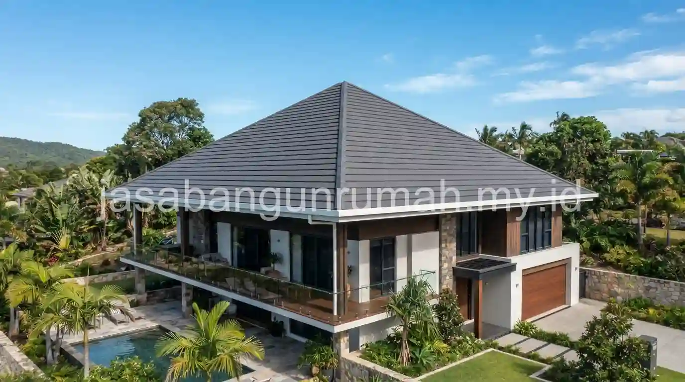 Bentuk atap perisai empat sisi untuk daerah curah hujan tinggi