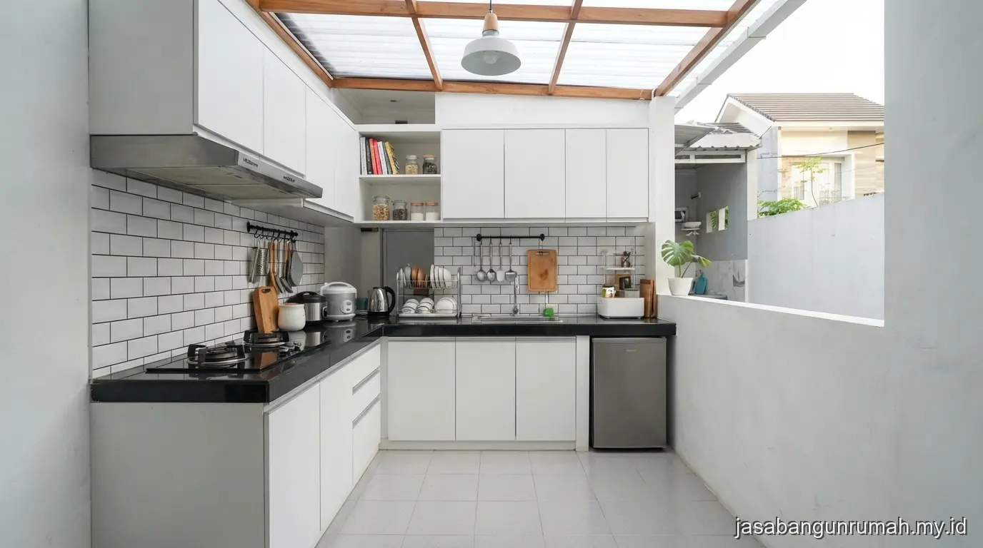Contoh dapur hasil renovasi bagian belakang rumah subsidi