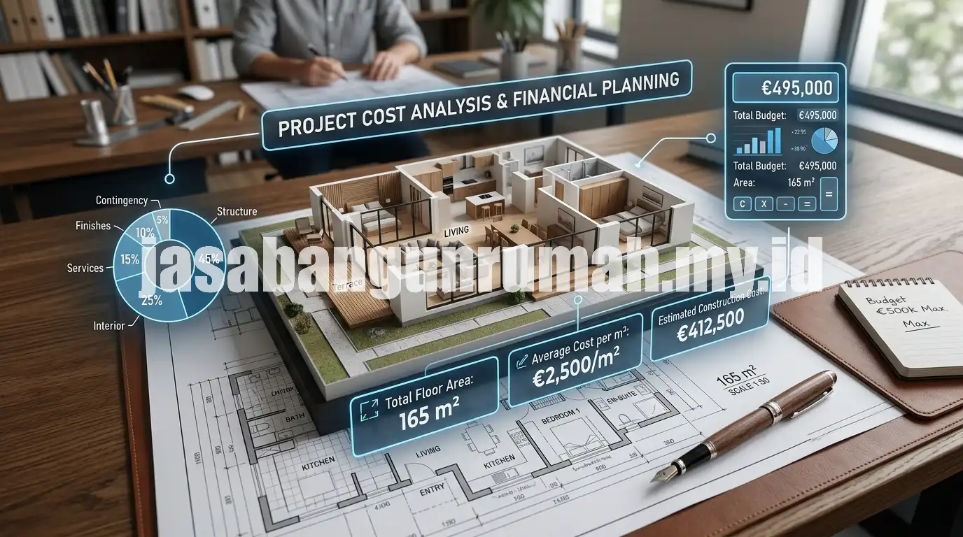 Ilustrasi perhitungan estimasi biaya bangun rumah per meter persegi