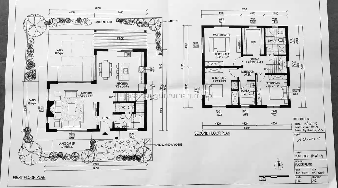 Contoh gambar denah rumah hasil jasa gambar arsitek