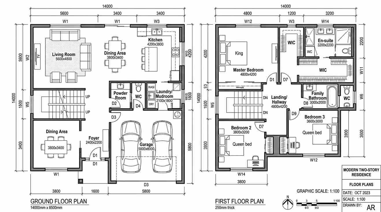 Contoh gambar kerja rumah hasil pengerjaan drafter