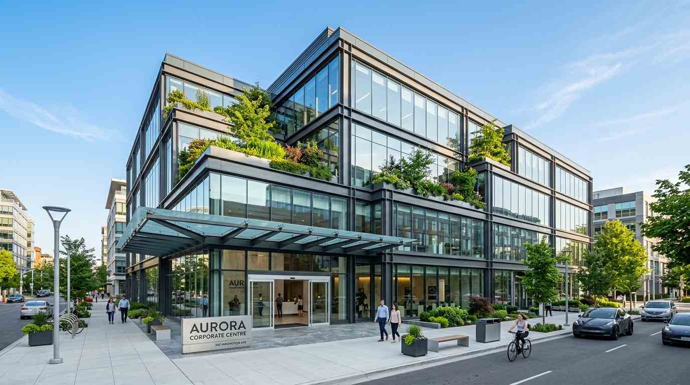 Gedung kantor komersial empat lantai