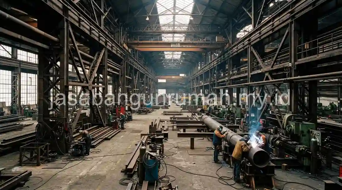 Interior rumah industrial dengan aksen besi hollow
