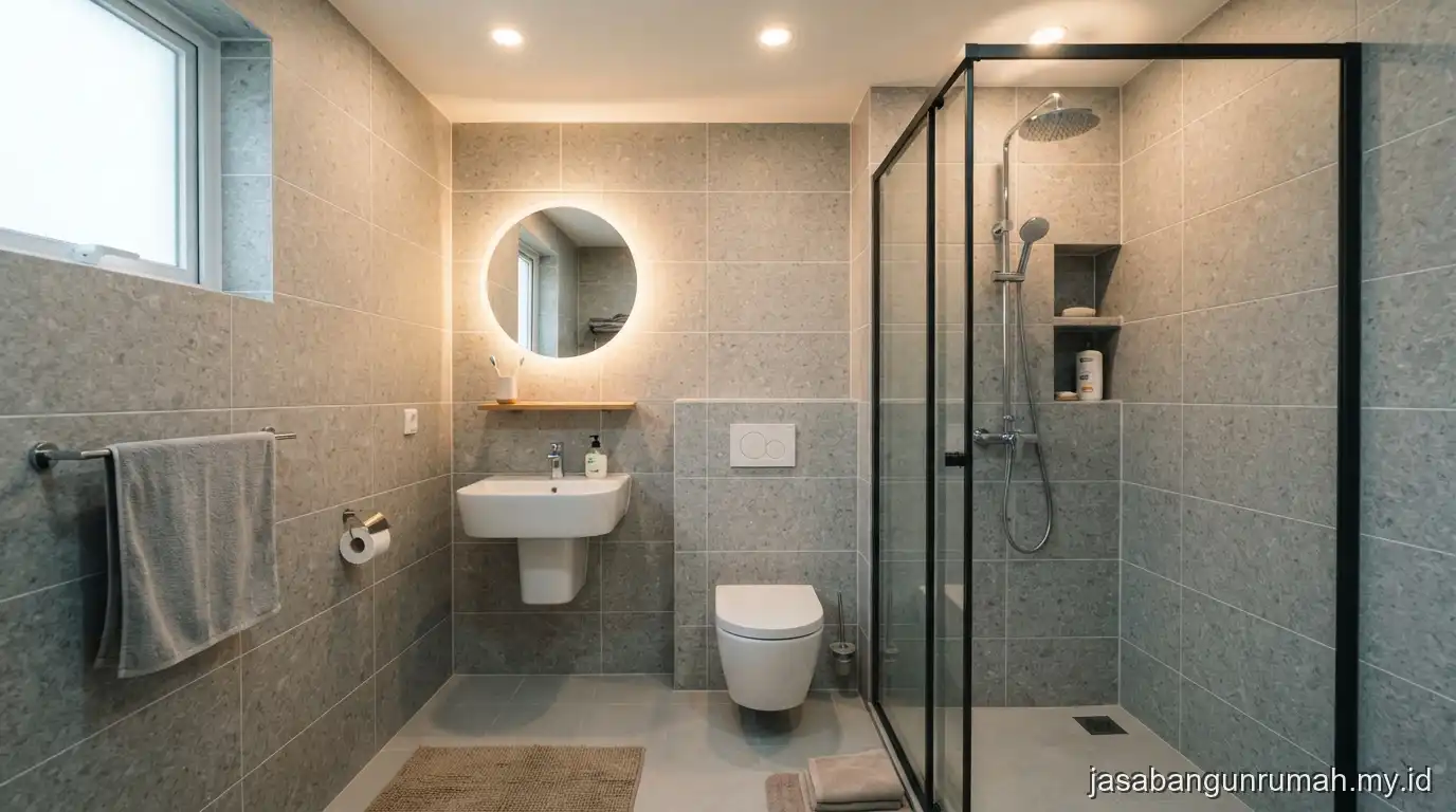 Kamar mandi minimalis hasil renovasi rumah subsidi