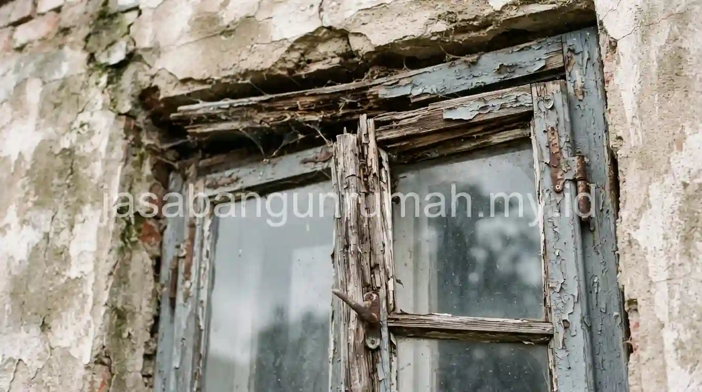 Kusen kayu yang melintir akibat perubahan cuaca ekstrem