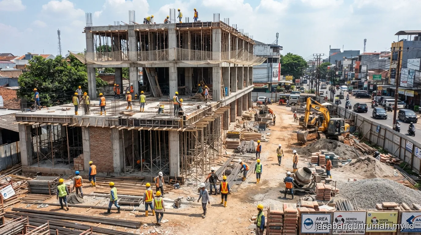 Progres pembangunan ruko oleh kontraktor di Tangerang