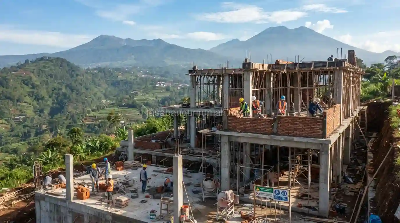 Progres pembangunan rumah custom oleh kontraktor di Bandung