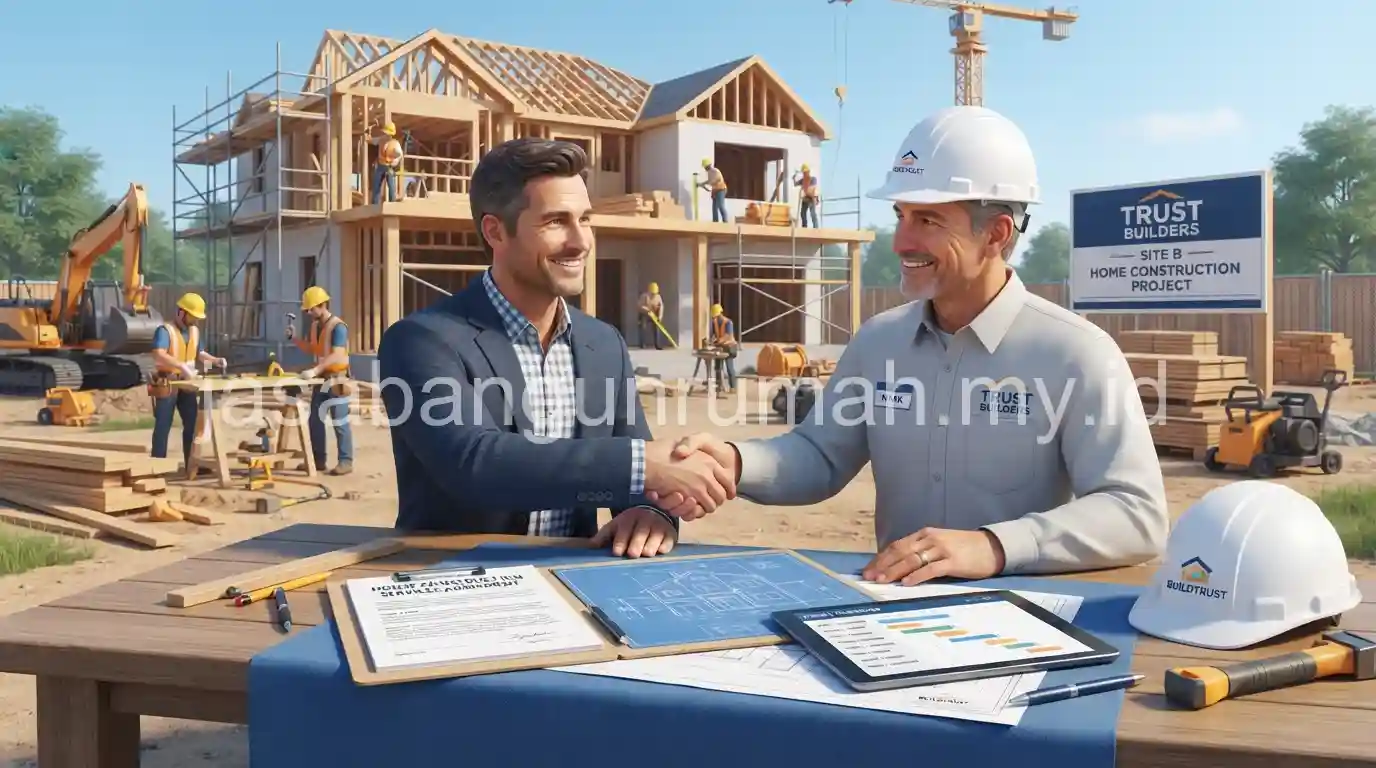 Ilustrasi sistem borongan jasa pada proyek konstruksi rumah