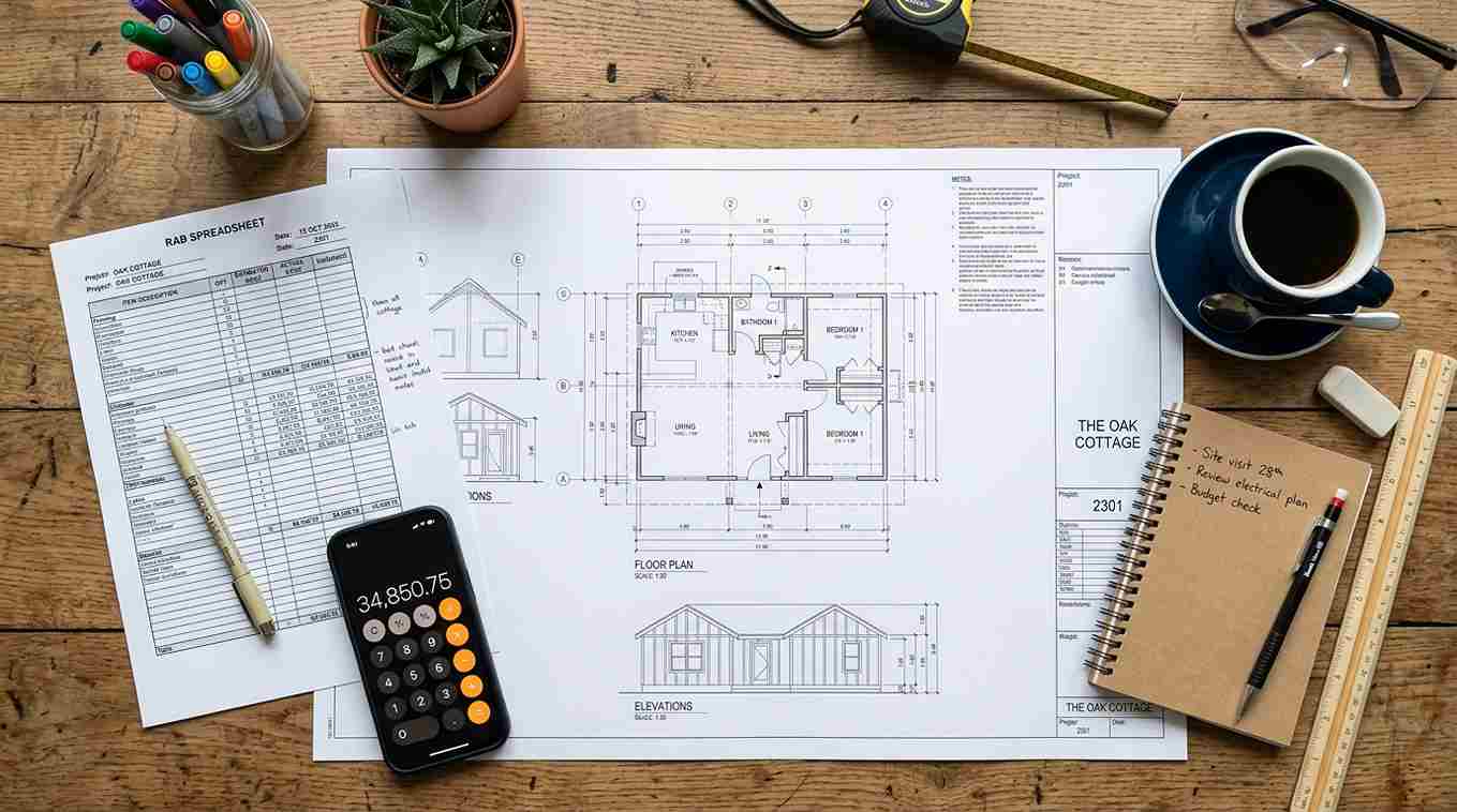Tampilan template RAB rumah di lembar kerja Excel